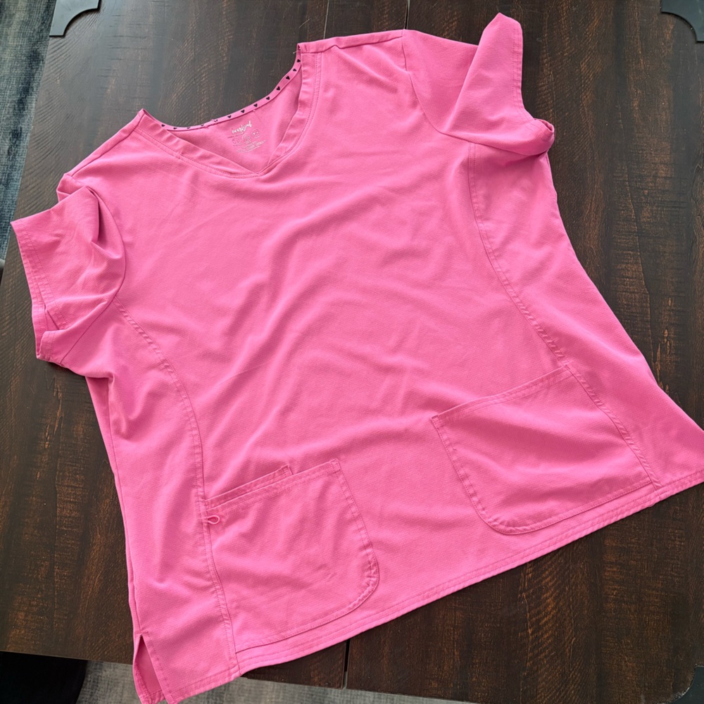 HeartSoul Vibrant Pink Moisture-Wicking Scrub Top